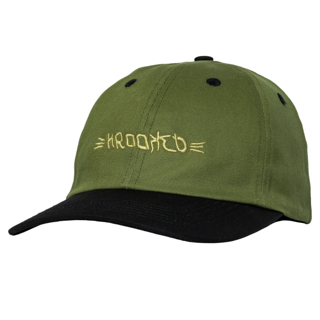 Krooked Adjustable Brush Skript Strapback - Olive / Black