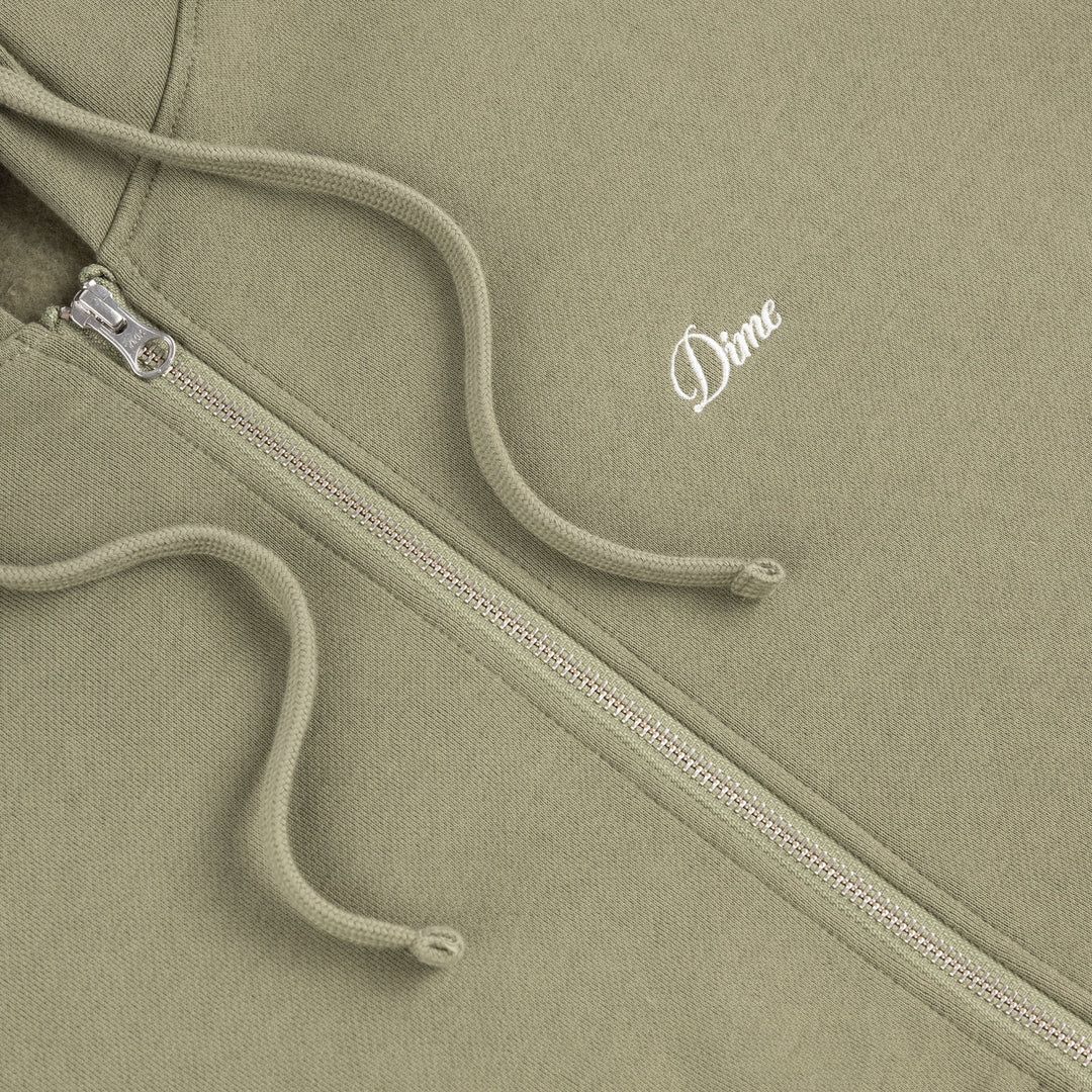 Dime Cursive Zip Hoodie  - Army Green