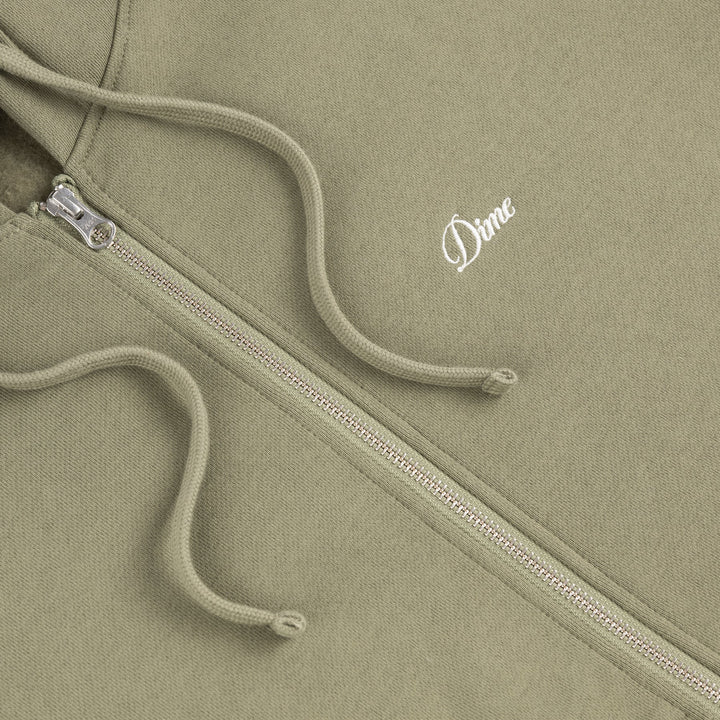 Dime Cursive Zip Hoodie  - Army Green