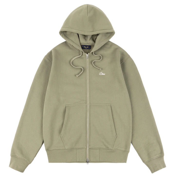 Dime Cursive Zip Hoodie  - Army Green