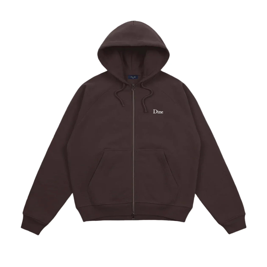 Dime Classic Small Logo Zip Hoodie - Dark Brown