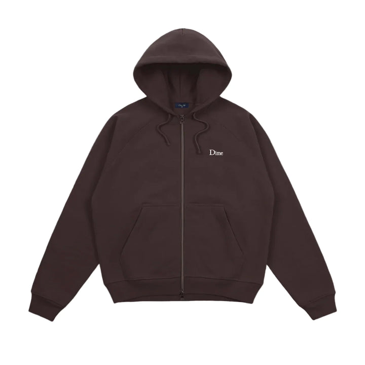 Dime Classic Small Logo Zip Hoodie - Dark Brown