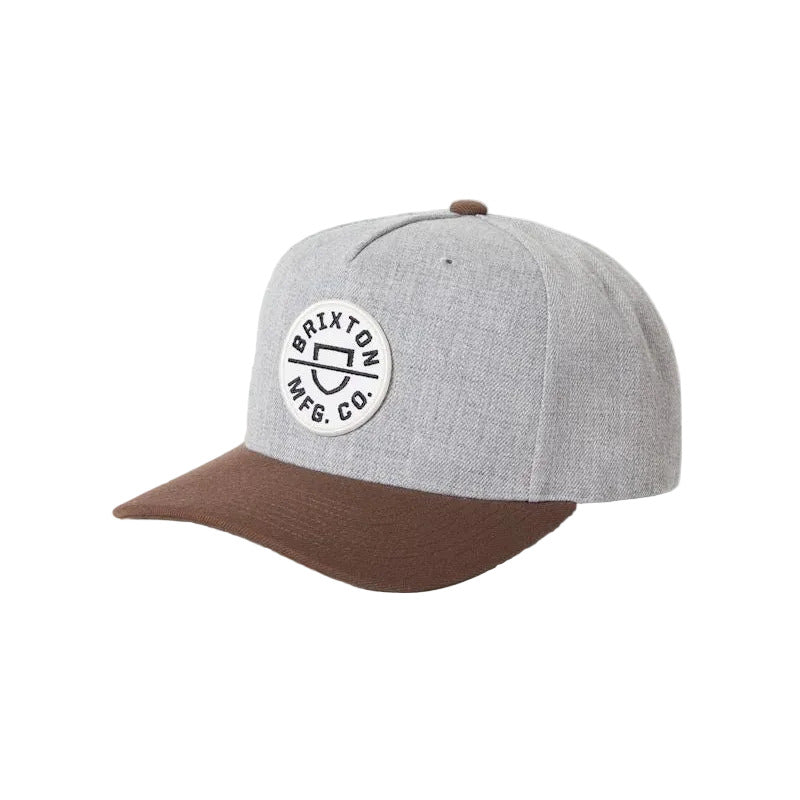 Brixton Crest MP Snapback - Heather Grey / Pinecone Brown