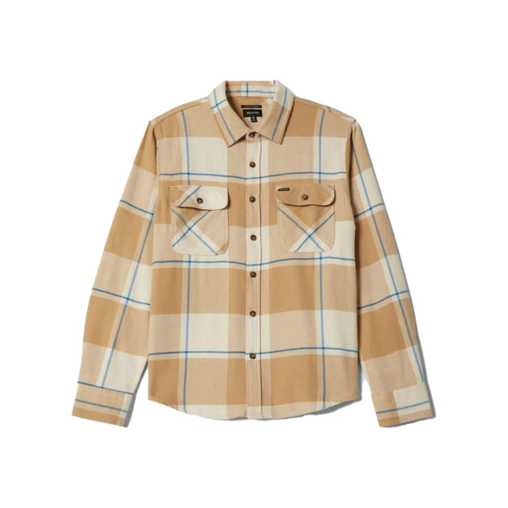Brixton Bowery L/S Flannel - White / Sand / Cyber Blue