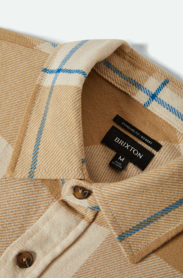 Brixton Bowery L/S Flannel - White / Sand / Cyber Blue