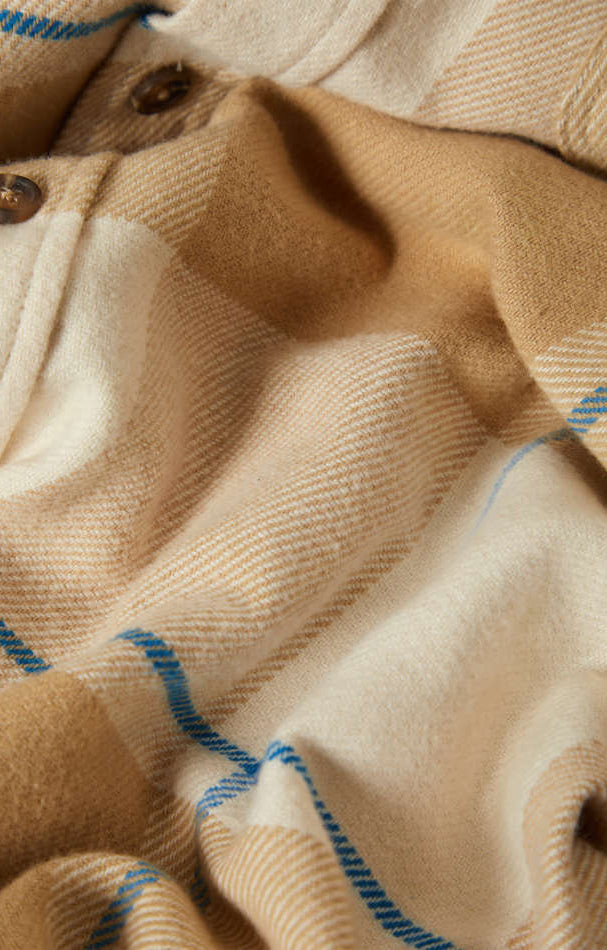 Brixton Bowery L/S Flannel - White / Sand / Cyber Blue