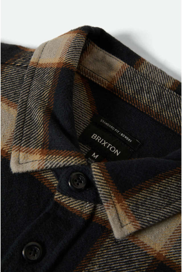 Brixton Bowery Heavy Weight L/S Flannel - Black / Cream