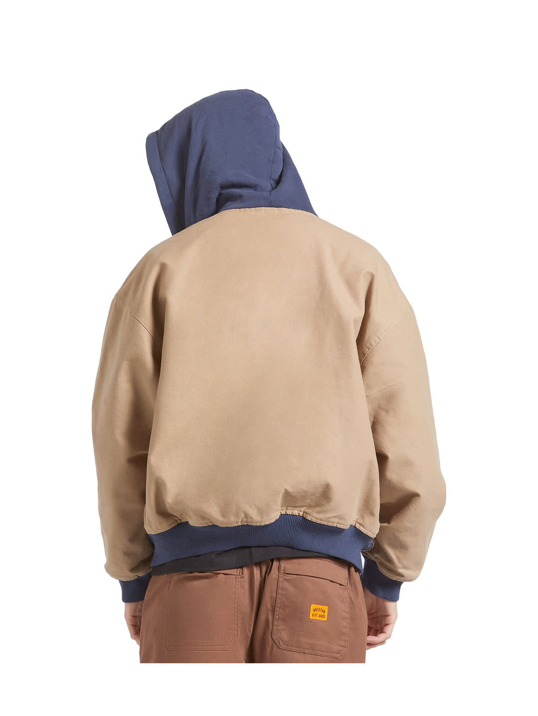 Brixton Canvas Hooded Bomber Jacket - Khaki / Indigo