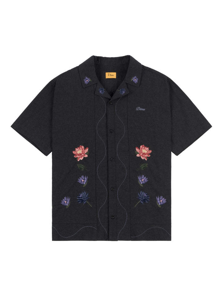 Dime Lotus Button Up SS - Vintage Black