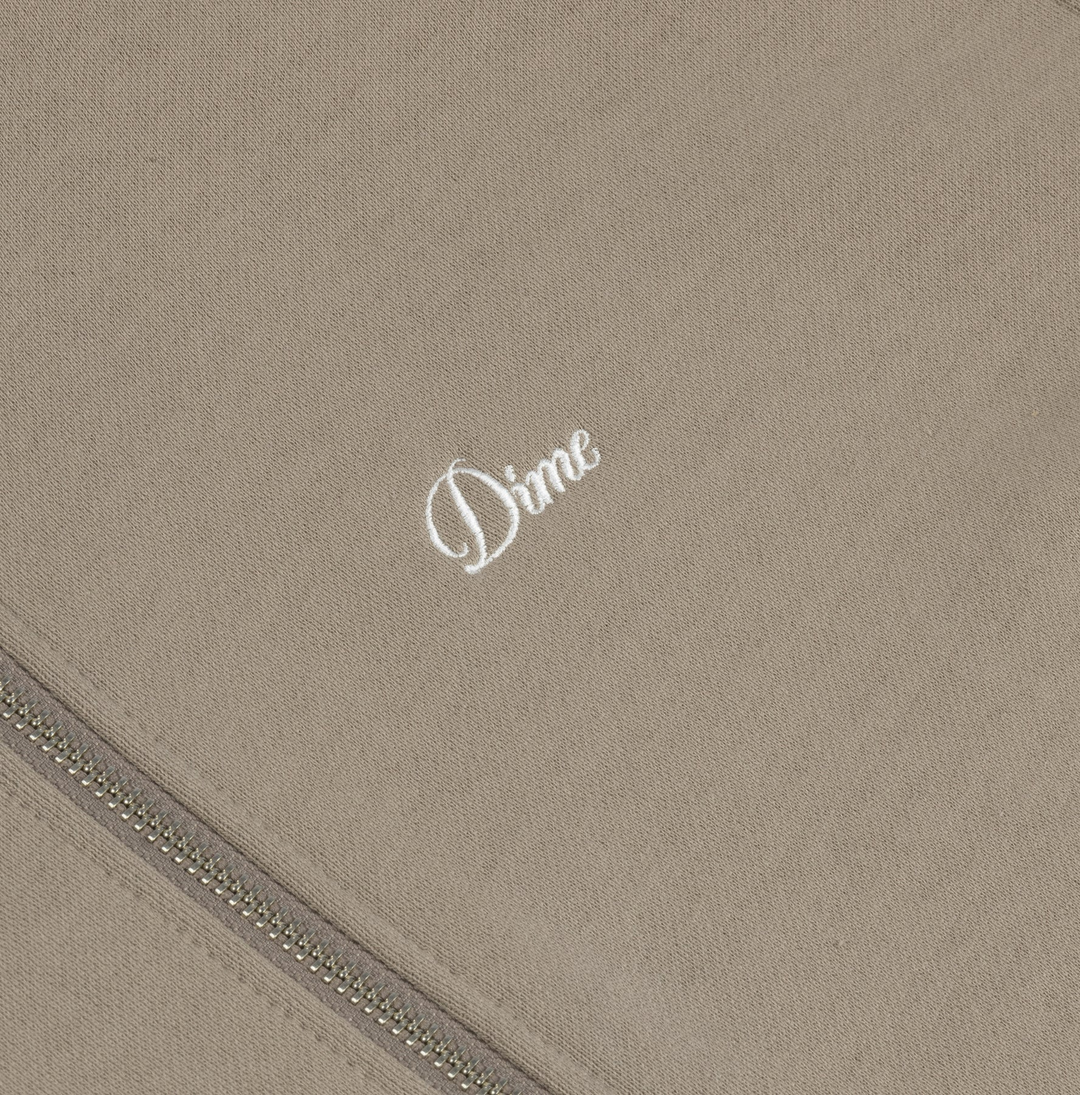 Dime Cursive Small Logo Zip Hood - Driftwood