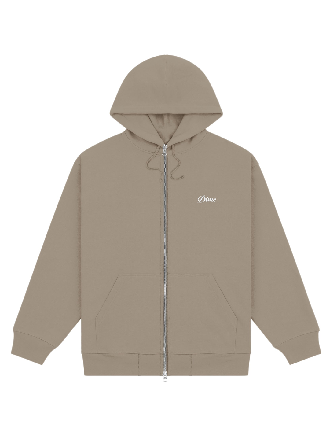 Dime Cursive Small Logo Zip Hood - Driftwood