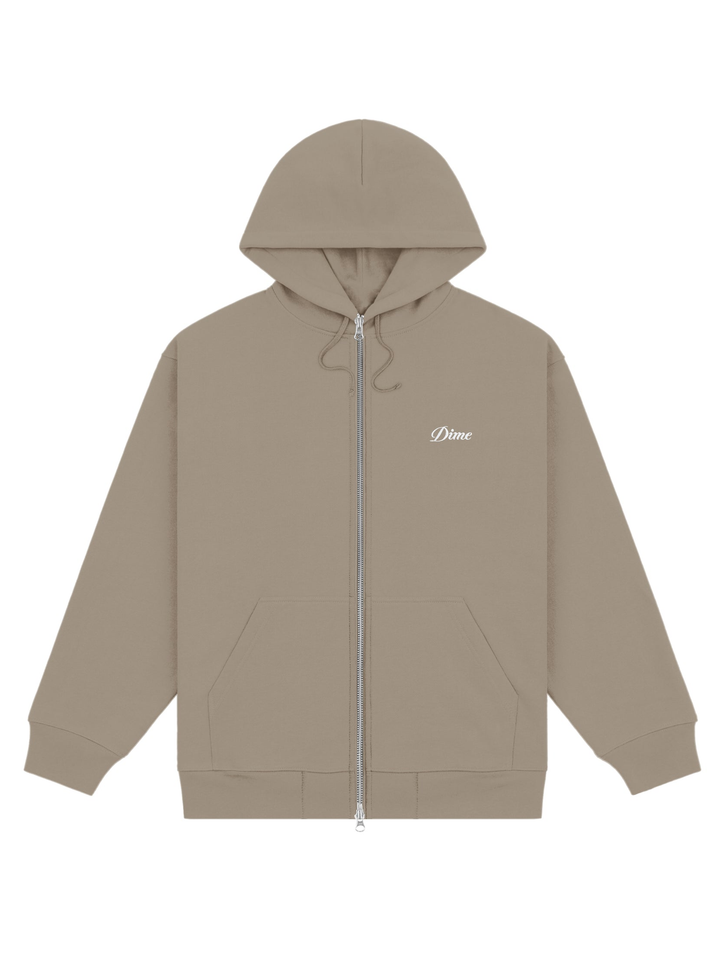 Dime Cursive Small Logo Zip Hood - Driftwood