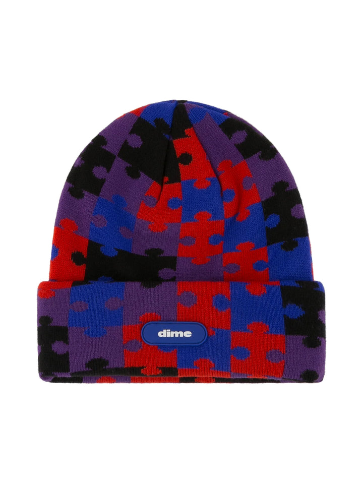 Dime Puzzle Fold Beanie - Purple