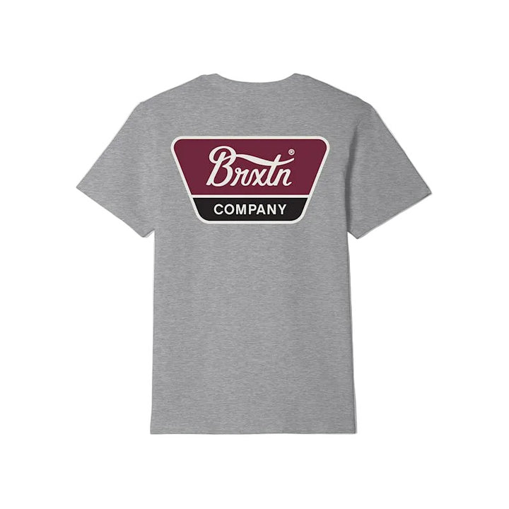 Brixton Linwood S/S Standard T-Shirt - Heather Grey / Off White / Red Mahogany