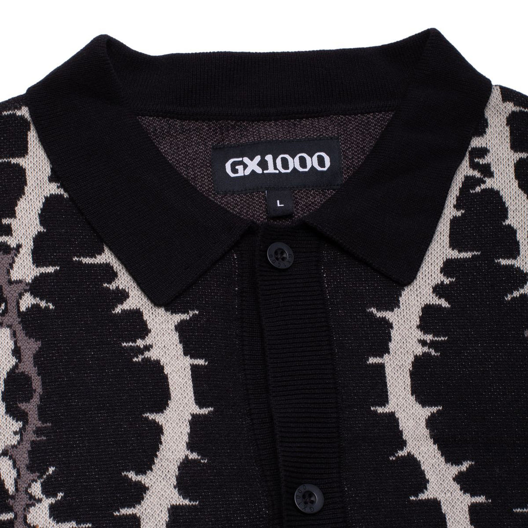 GX1000 Knitted Polo S/S Button Up - Black