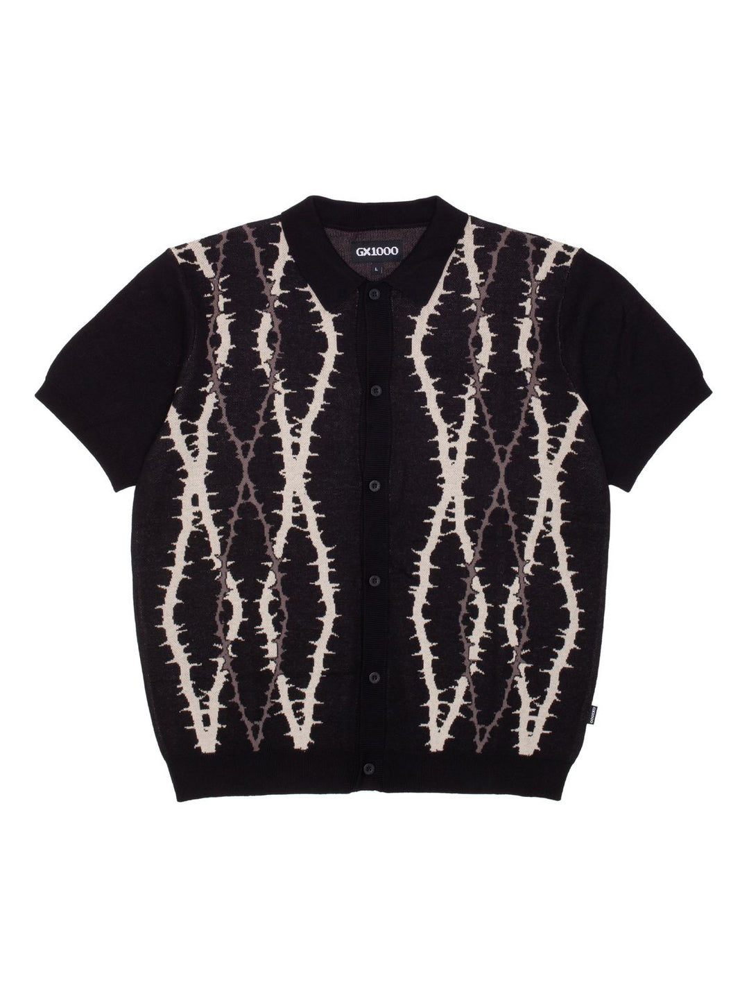 GX1000 Knitted Polo S/S Button Up - Black
