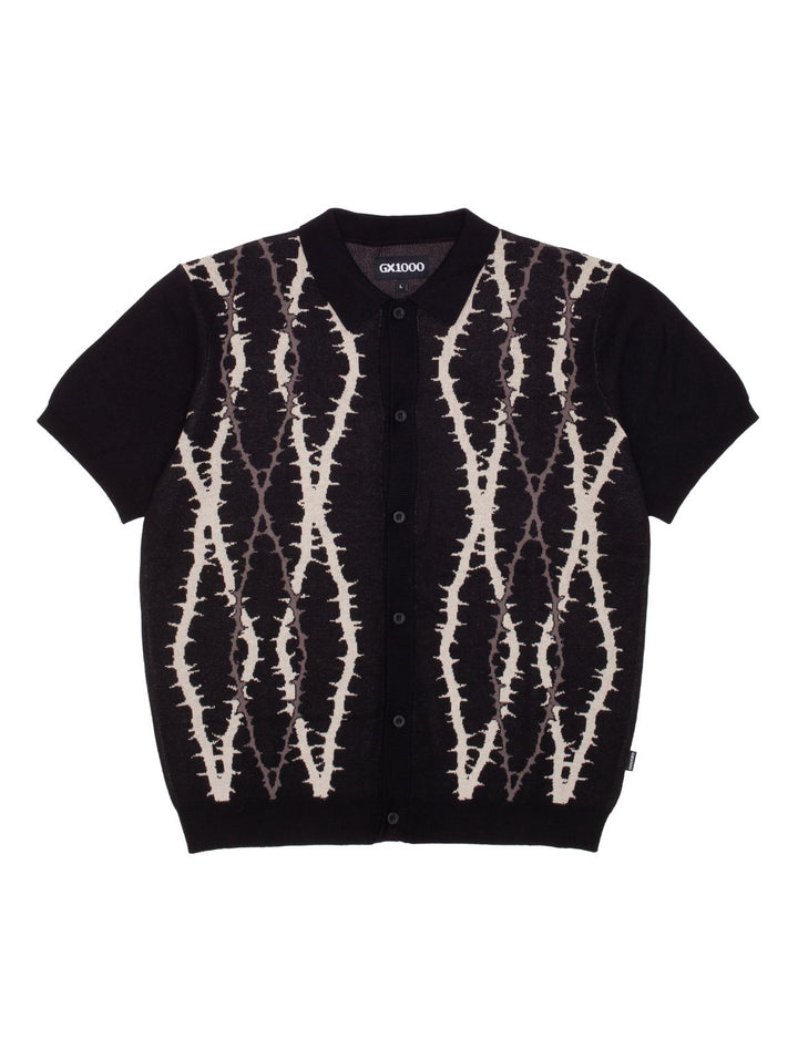 GX1000 Knitted Polo S/S Button Up - Black