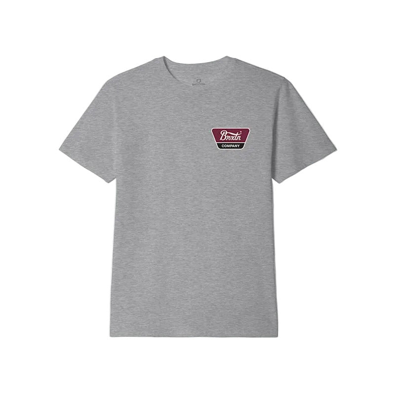 Brixton Linwood S/S Standard T-Shirt - Heather Grey / Off White / Red Mahogany