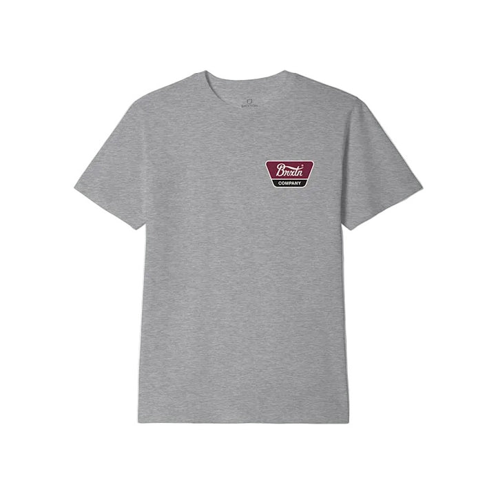 Brixton Linwood S/S Standard T-Shirt - Heather Grey / Off White / Red Mahogany