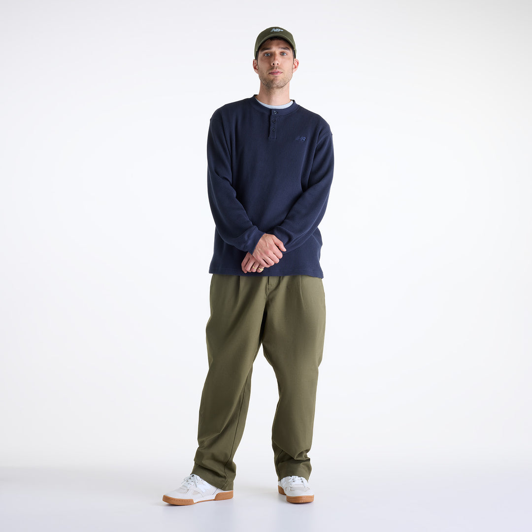 New Balance Numeric Waffle Knit LS Henley - Navy