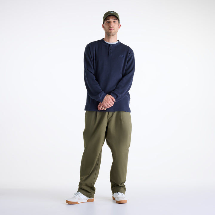 New Balance Numeric Waffle Knit LS Henley - Navy