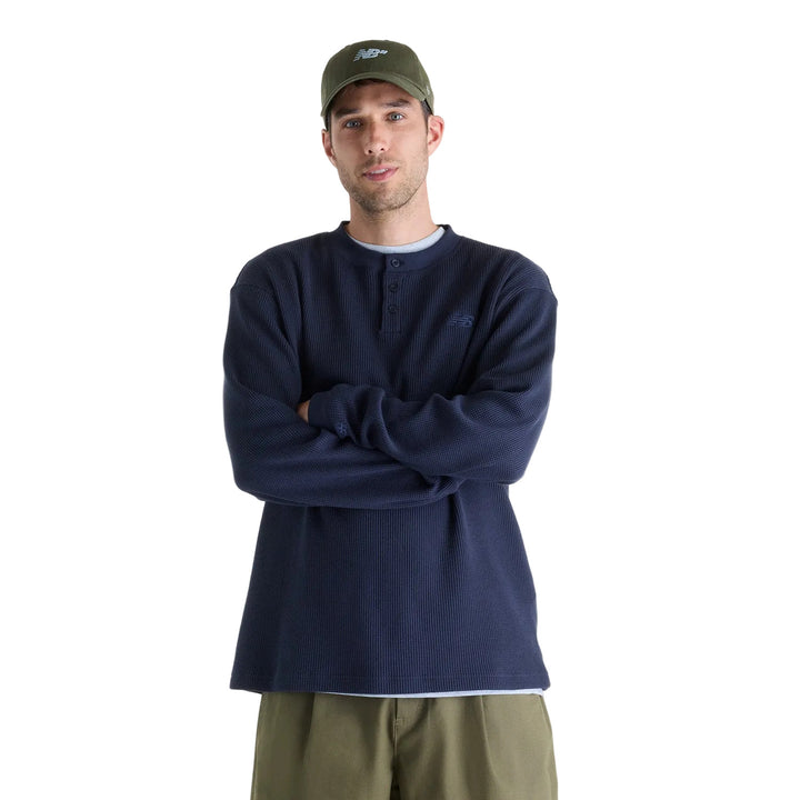 New Balance Numeric Waffle Knit LS Henley - Navy