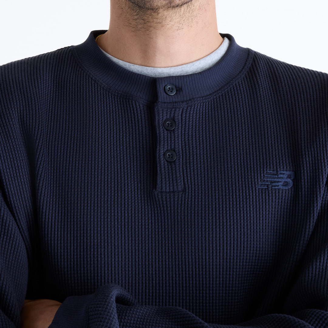 New Balance Numeric Waffle Knit LS Henley - Navy
