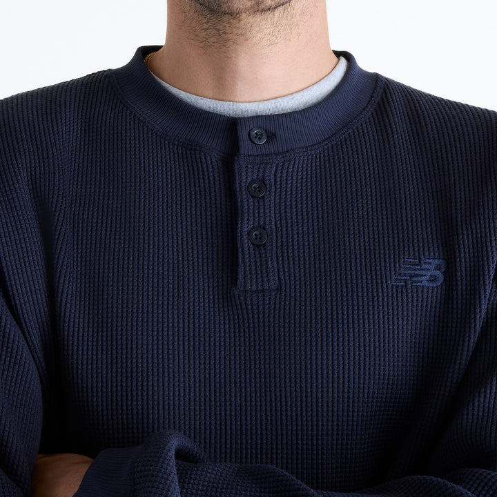 New Balance Numeric Waffle Knit LS Henley - Navy