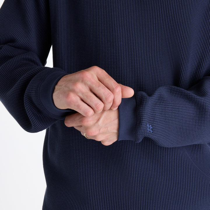 New Balance Numeric Waffle Knit LS Henley - Navy