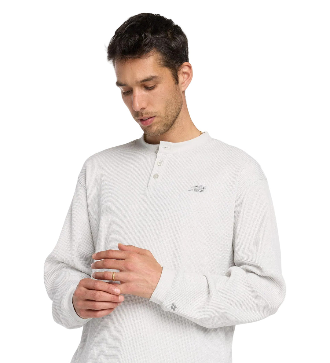 New Balance Numeric Waffle Knit LS Henley - White