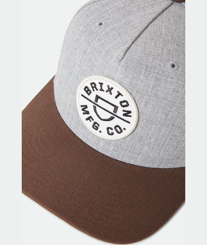 Brixton Crest MP Snapback - Heather Grey / Pinecone Brown