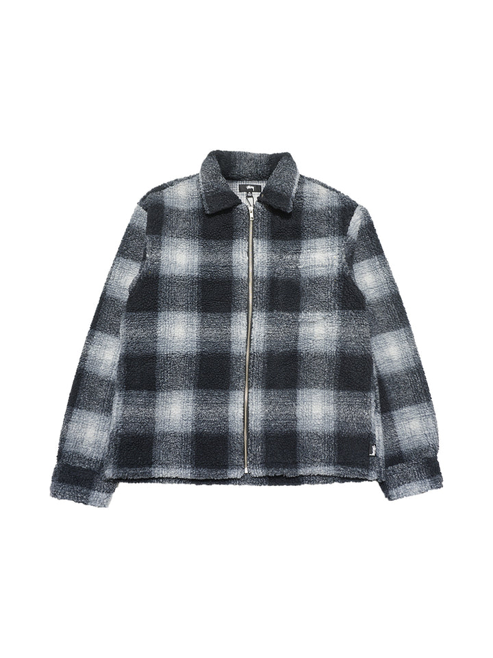 Stussy Zip Sherpa Shadow Plaid - Black