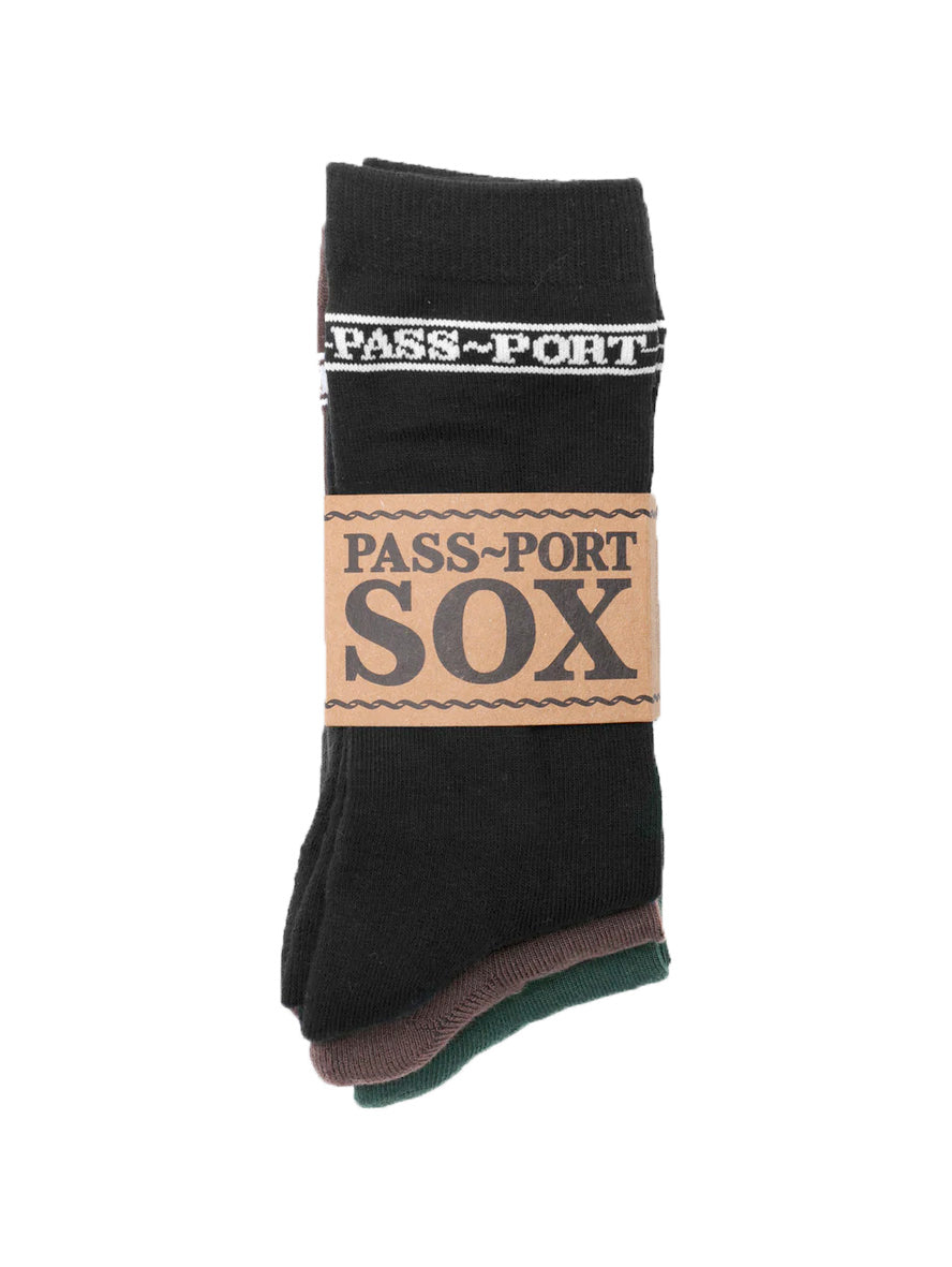 Pass-Port Hi Sox 3 Pack - Black / Green / Brown