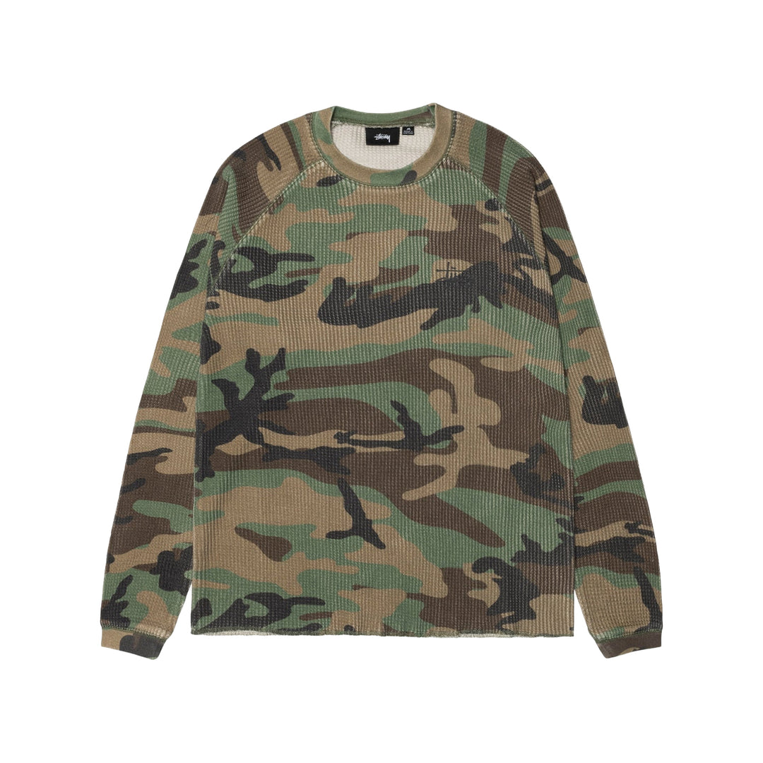 Stussy Raglan Thermal Basic Stock - Woodland Camo