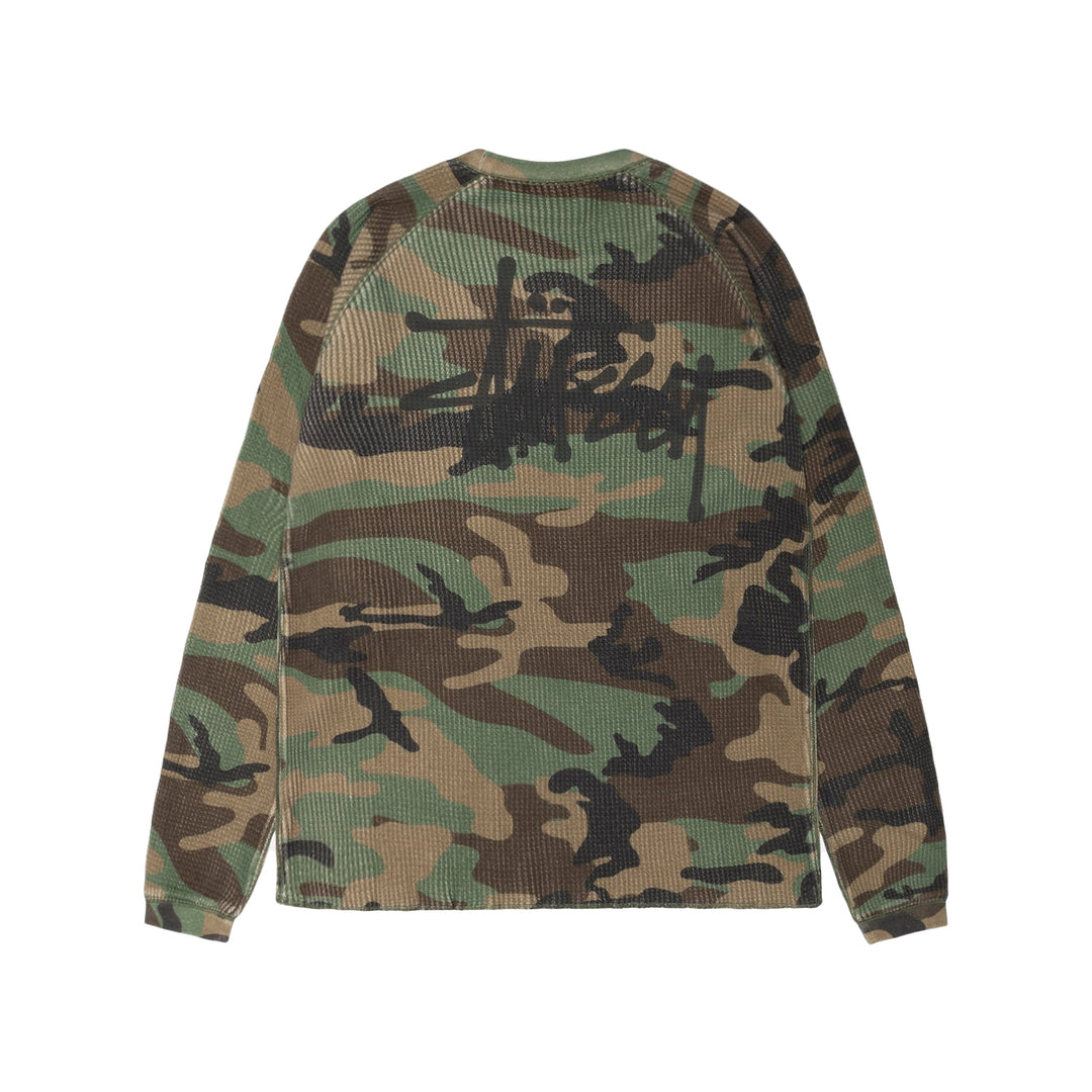 Stussy Raglan Thermal Basic Stock - Woodland Camo