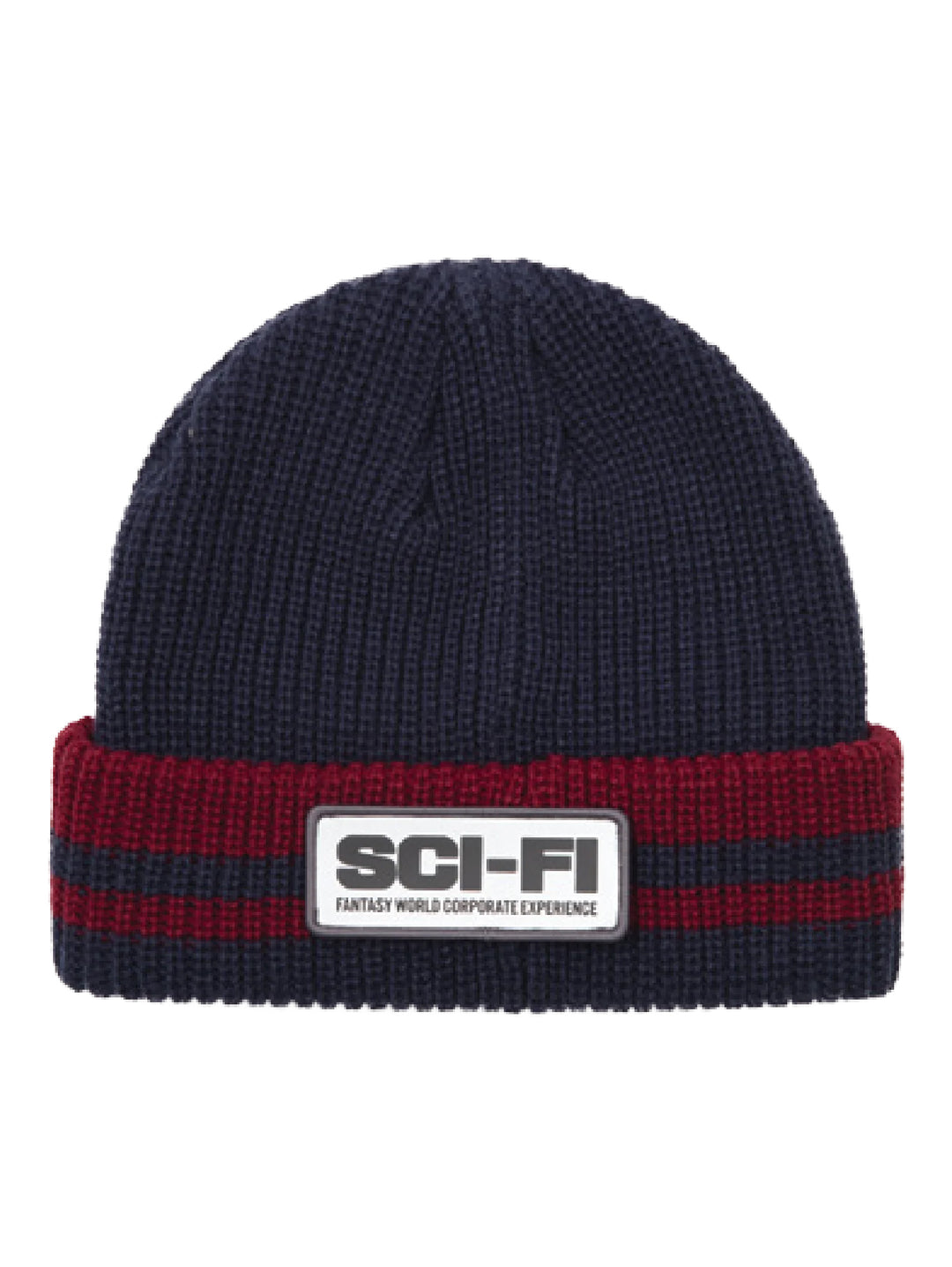 Sci-Fi Reflective Patch Beanie - Navy / Red