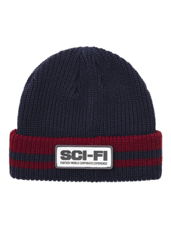 Sci-Fi Reflective Patch Beanie - Navy / Red