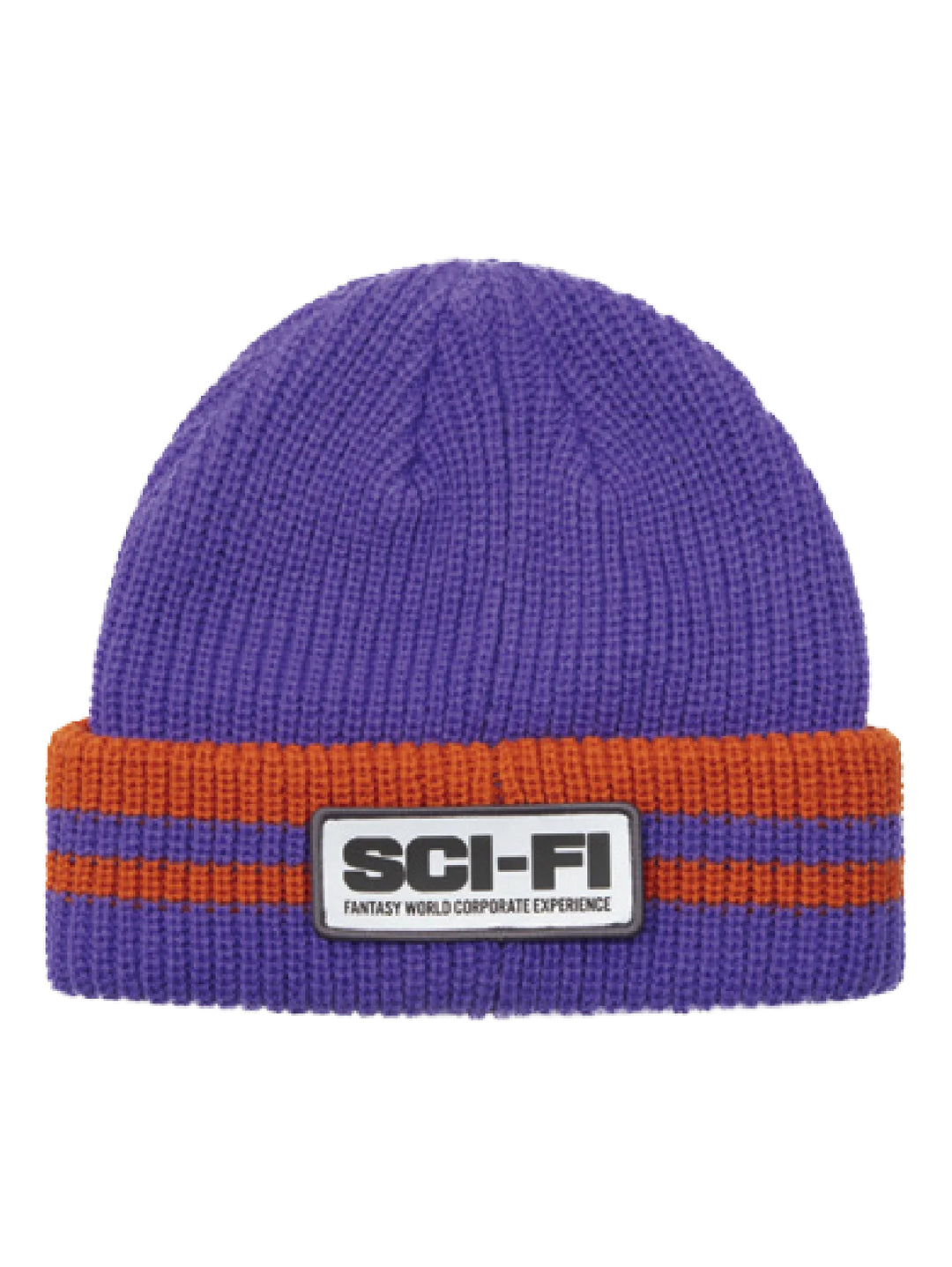 Sci-Fi Reflective Patch Beanie - Purple / Orange