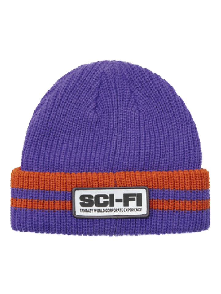 Sci-Fi Reflective Patch Beanie - Purple / Orange