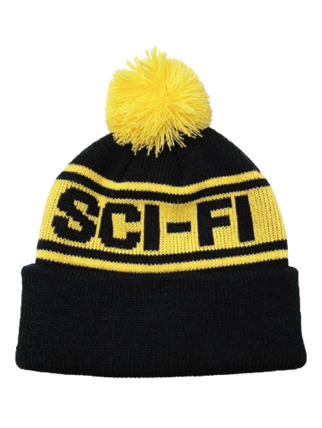 Sci-Fi Pom Beanie - Black / Yellow
