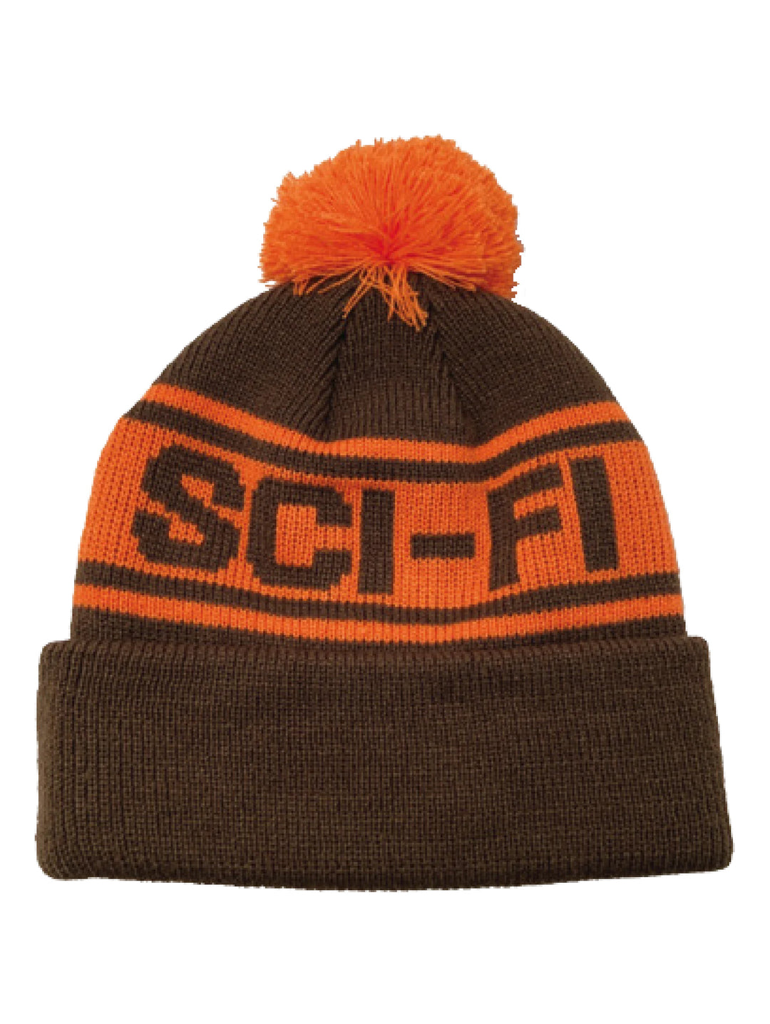 Sci-Fi Pom Beanie - Brown / Orange