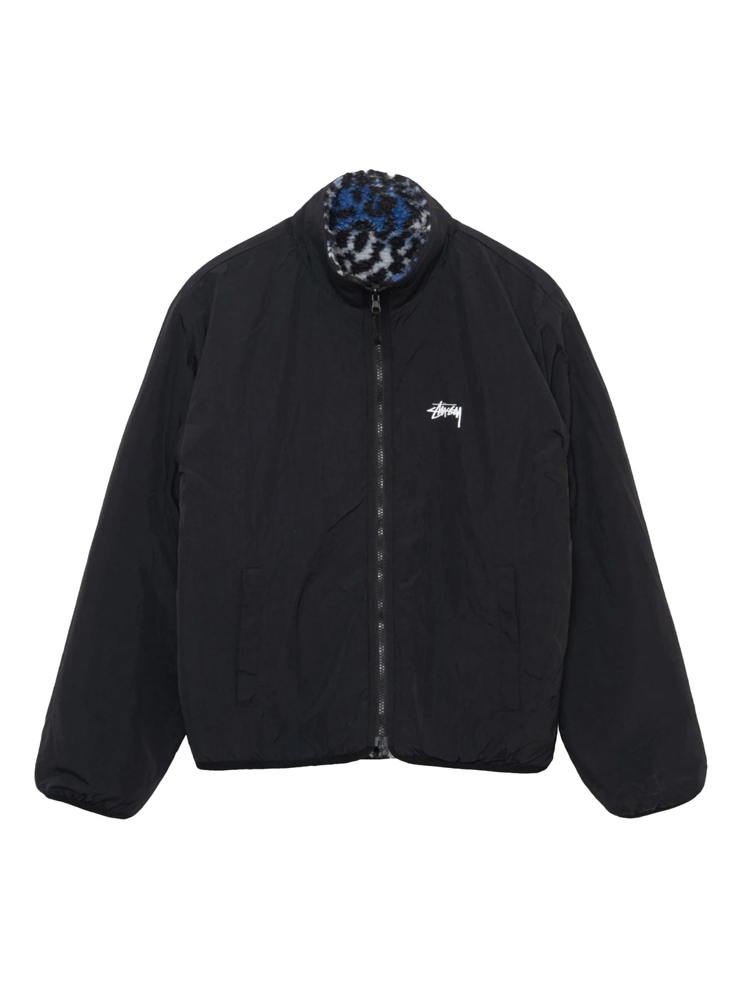 Stussy Reversible Sherpa Jacket - Blue Leopard