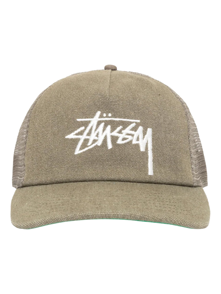 Stussy Mid Depth Big Stock Mesh Cap - Army Green