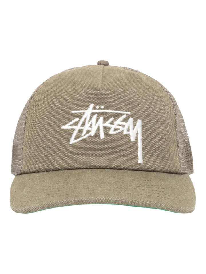 Stussy Mid Depth Big Stock Mesh Cap - Army Green