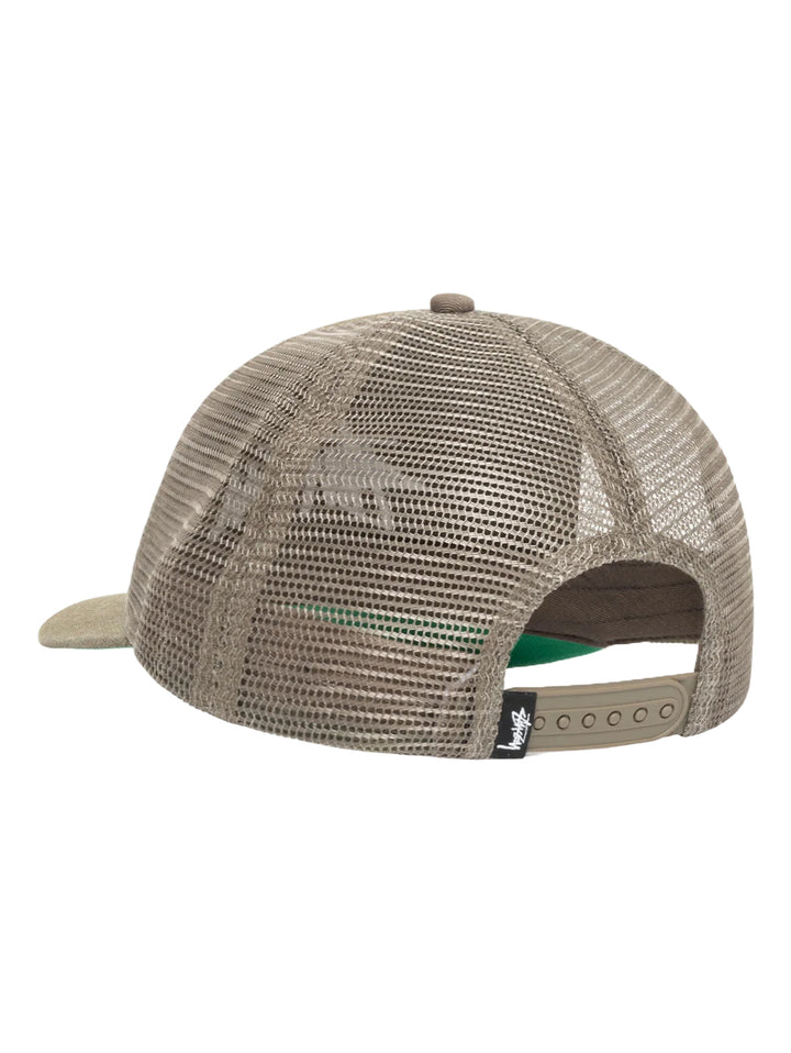 Stussy Mid Depth Big Stock Mesh Cap - Army Green