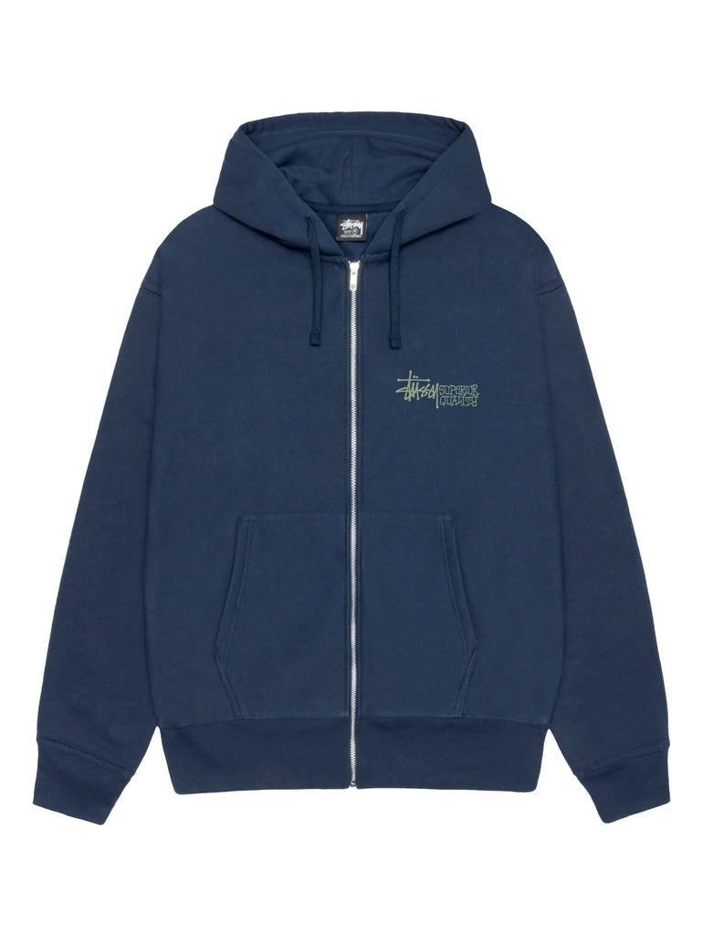 stussy BASIC STÜSSY ZIP HOODIE - NAVY /M Basic Stüssy Zip Hoodie Pigment Dyed – Navy | Tee & Sweats