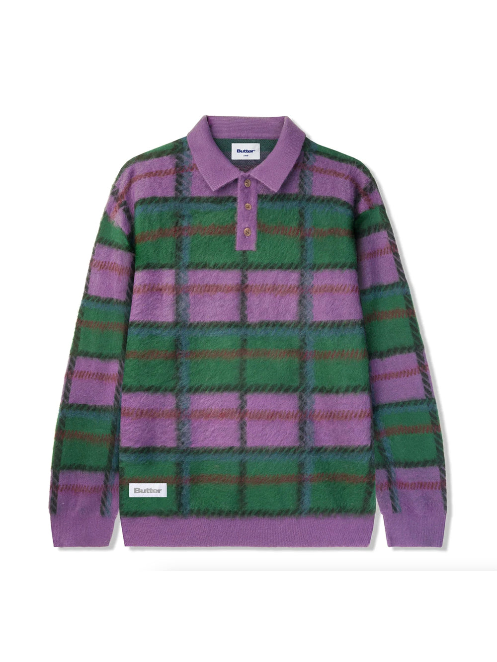 Butter Ivy Button Up Knit Sweater - Sage / Eggplant