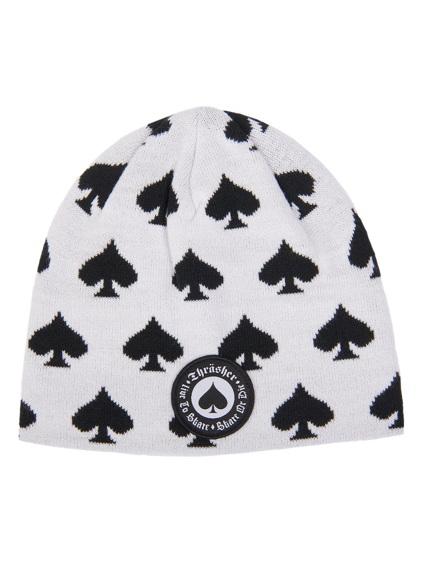 Thrasher Oath Skully Beanie - White