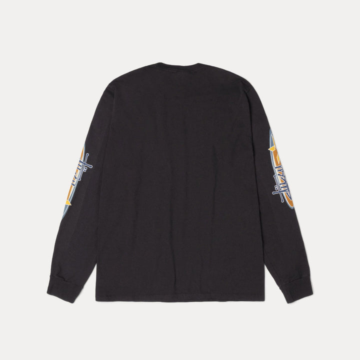 Stussy Two Star Pigment Dyed LS Tee - Faded Black