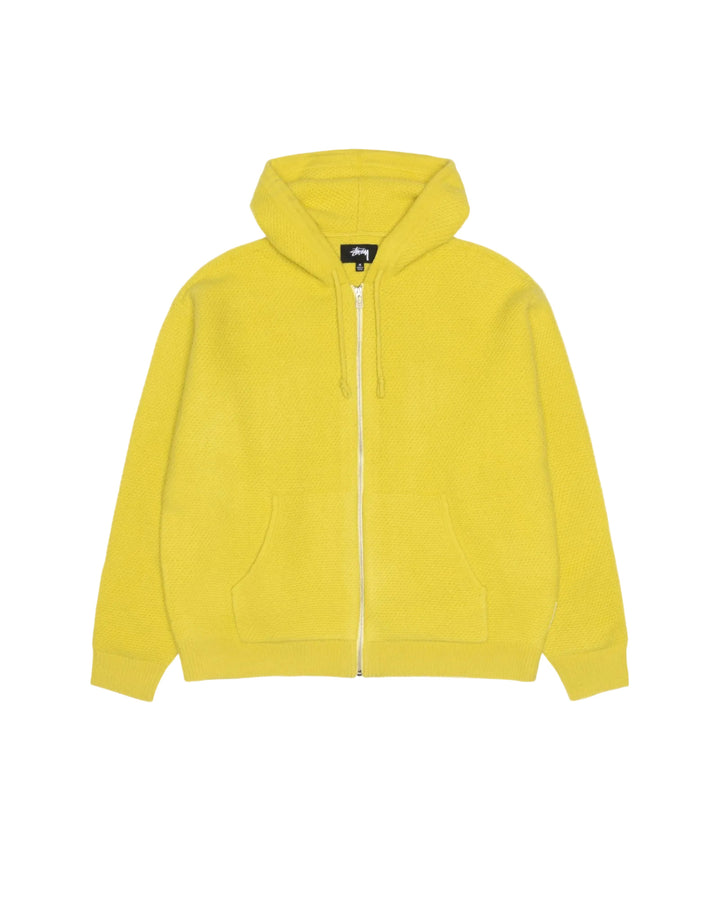 Stussy Textured Zip Hooded Sweater - Yellow